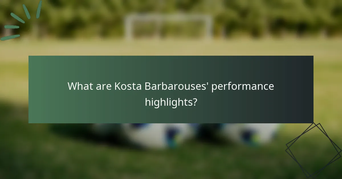 What are Kosta Barbarouses' performance highlights?