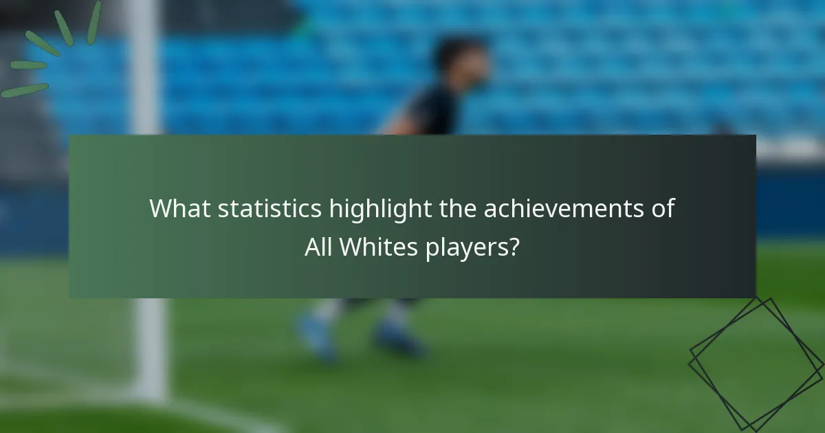 What statistics highlight the achievements of All Whites players?