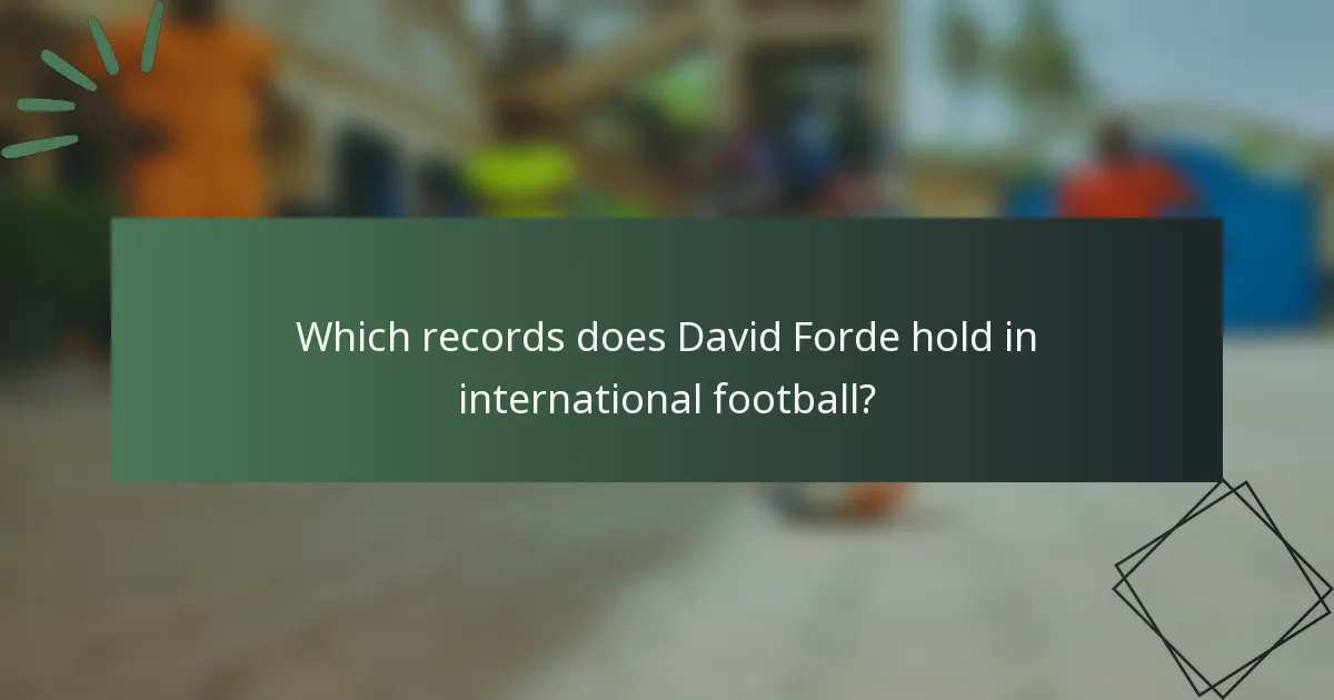 Which records does David Forde hold in international football?
